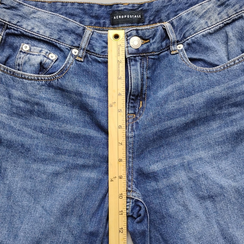 Aeropostale Aero Baggy Wide Leg Jeans Womens 8 Short Medium Wash Blue Denim - Picture 6 of 8